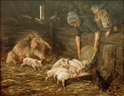 De kraamkamer (Varkensstal) door Max Liebermann